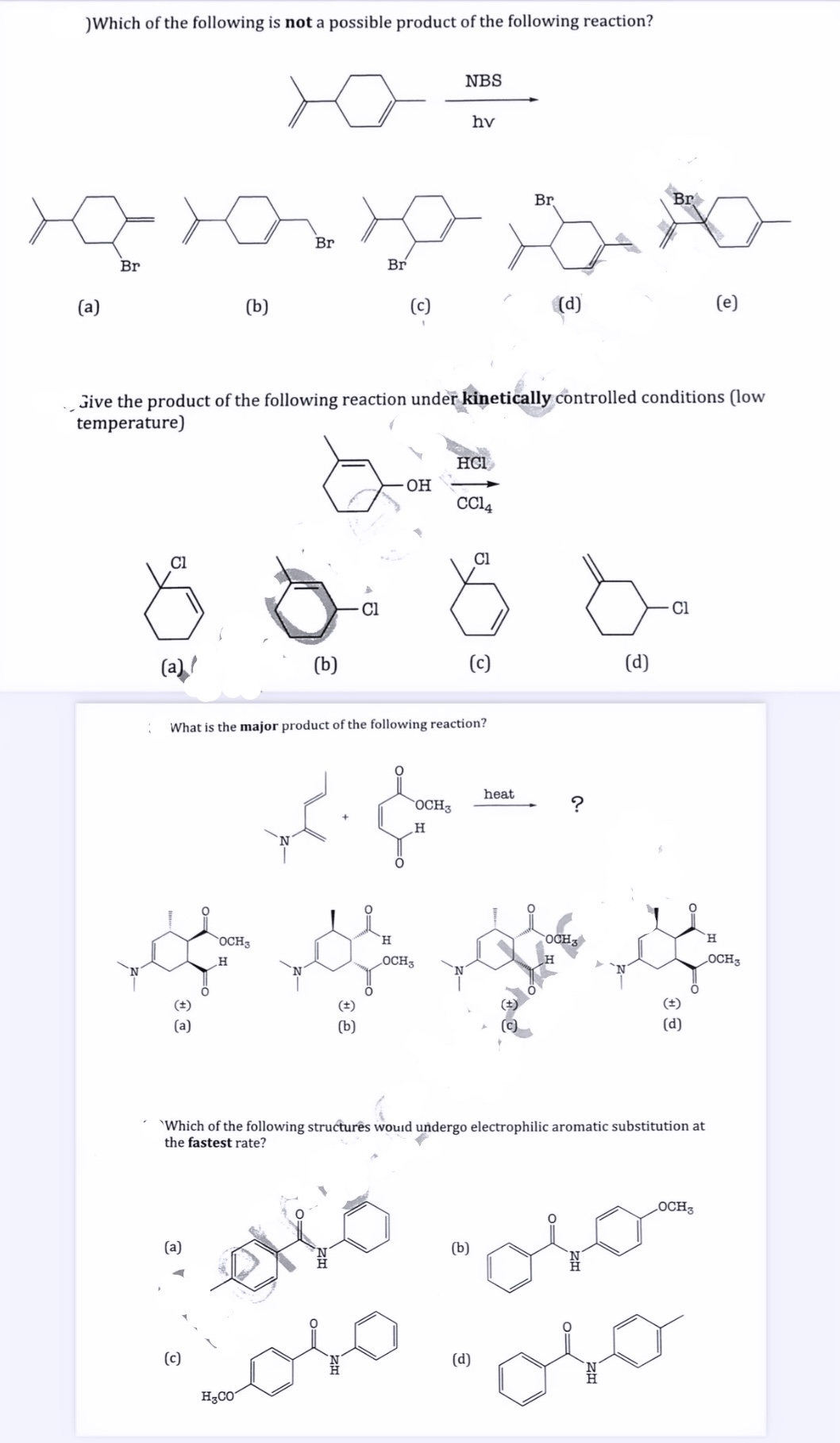 Solved JWhich of the following is not a possible product of | Chegg.com