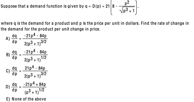 Solved p2 Suppose that a demand function is given by q = | Chegg.com