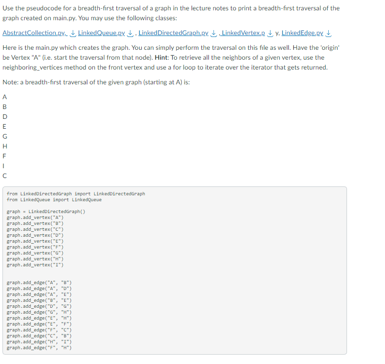 Solved Use the pseudocode for a breadth-first traversal of a | Chegg.com