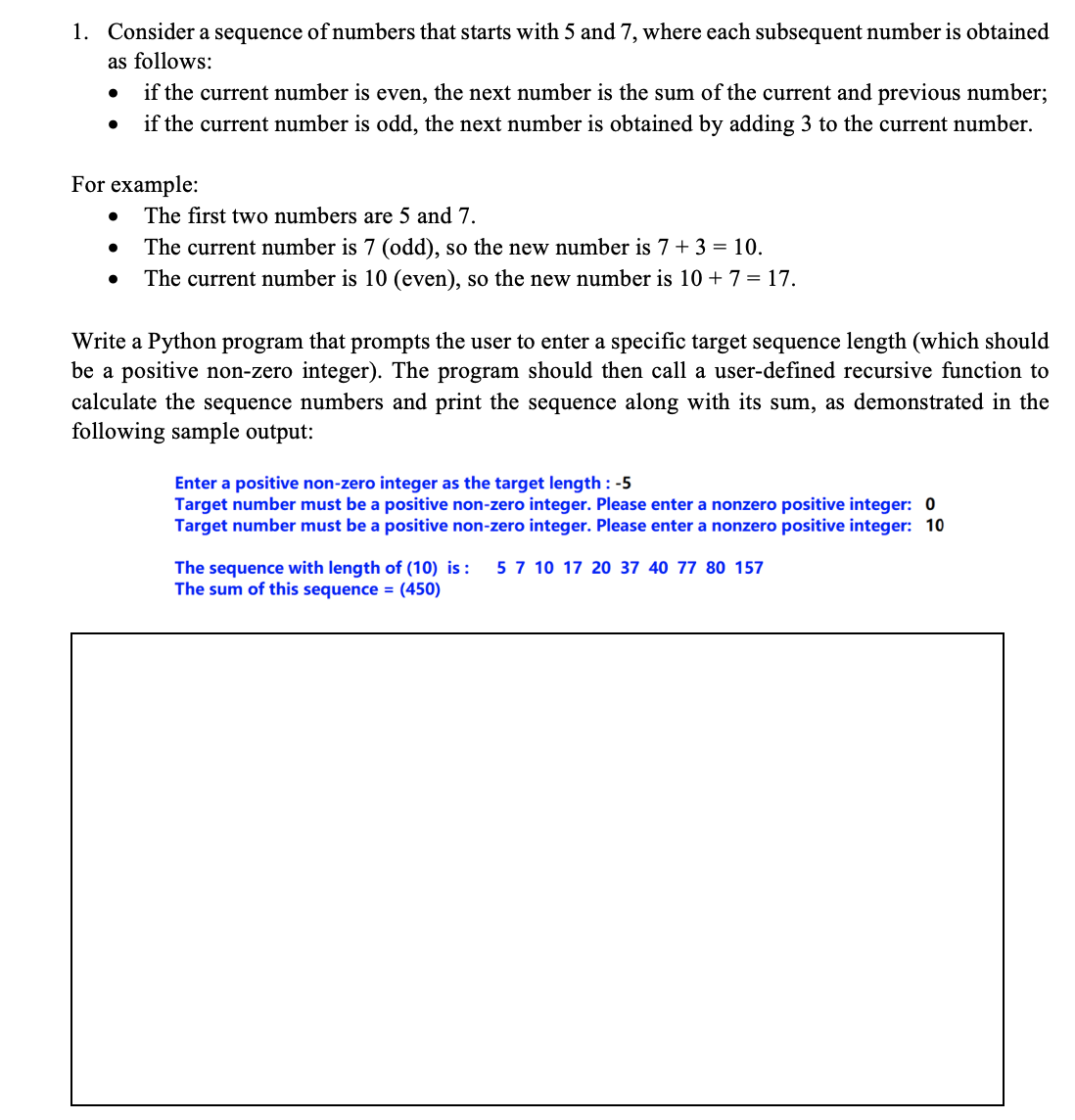 Solved 1. Consider a sequence of numbers that starts with 5 | Chegg.com