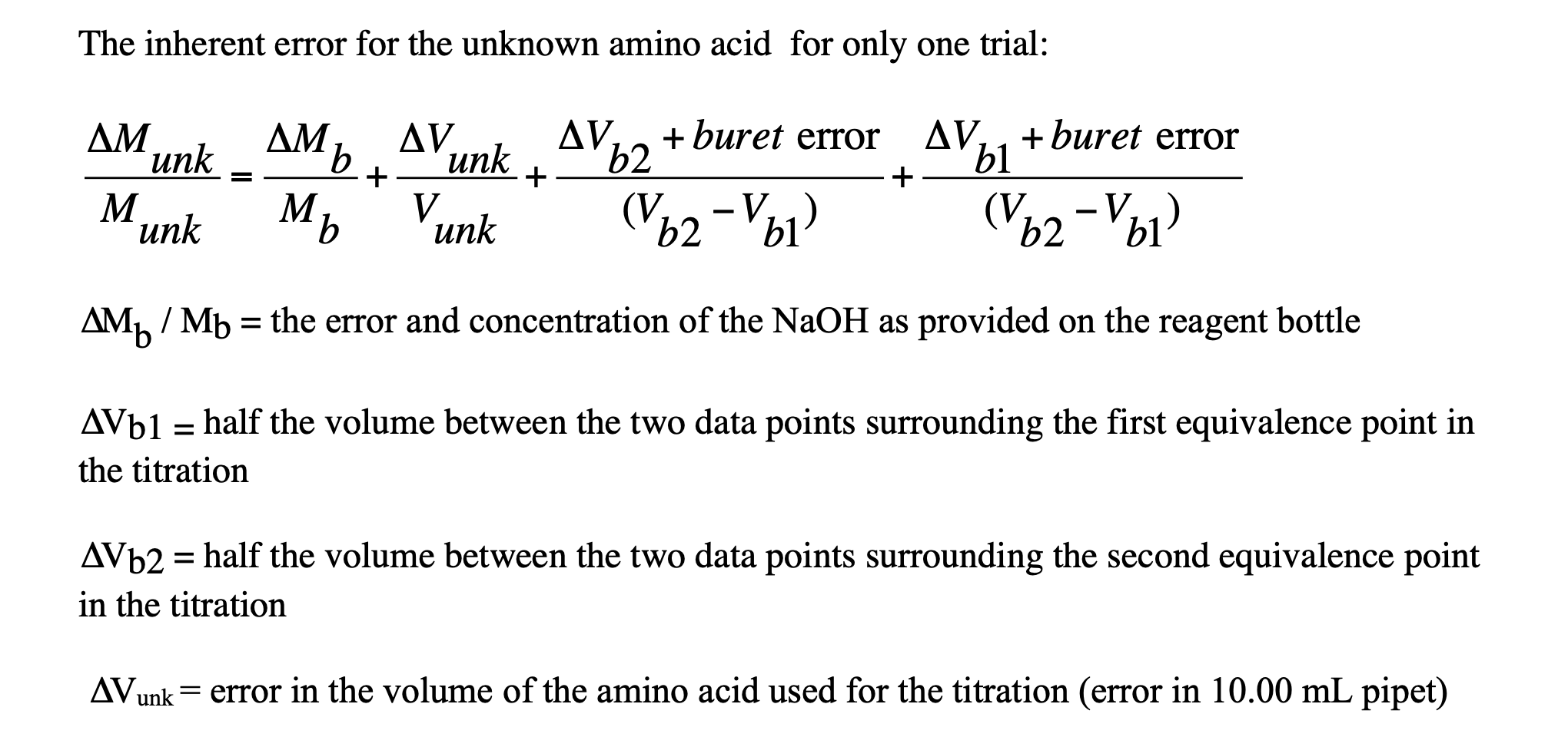 Calculate the inherent error for the amino acid | Chegg.com