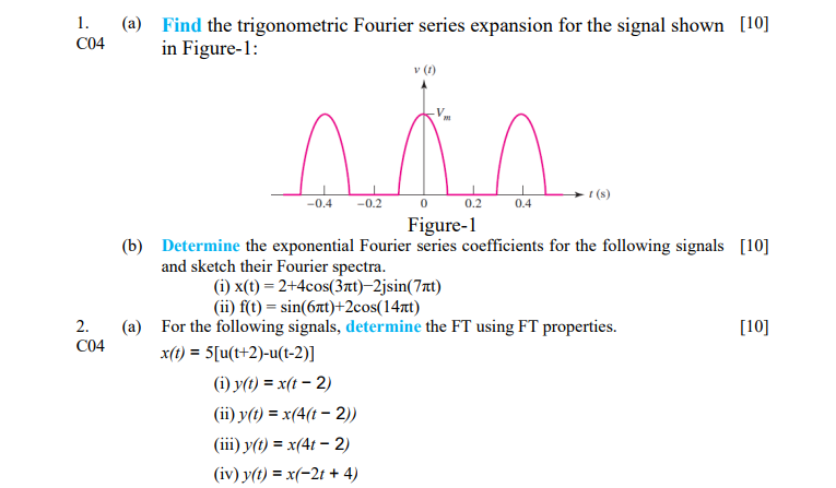 Solved 1. (a) Find the trigonometric Fourier series | Chegg.com
