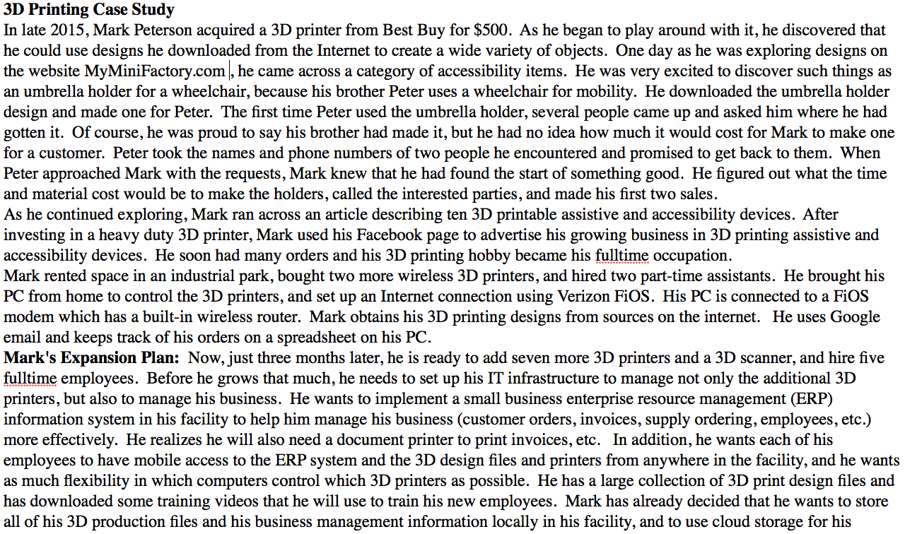 3D printing case study in late 2015, mark peterson acquired a 3d printer from best buy for $500. as he began to play around w