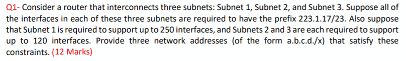 Solved Q1- Consider a router that interconnects three | Chegg.com