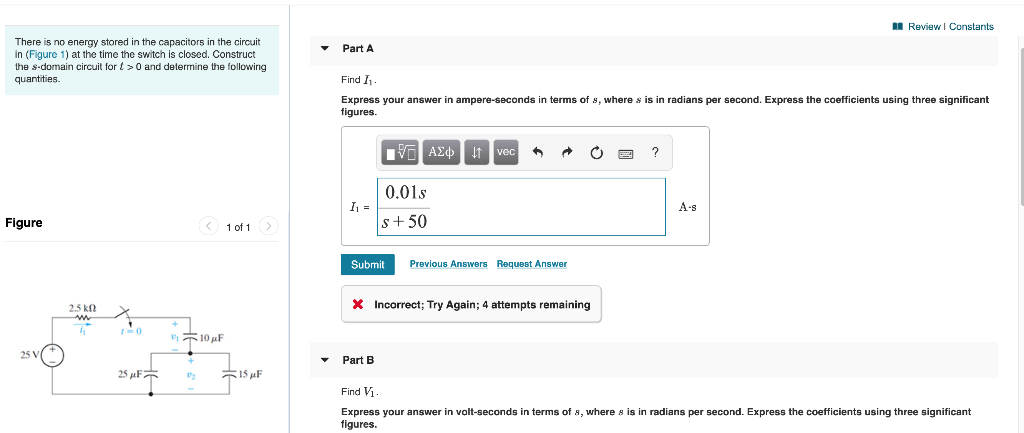 Solved A Review | Constants Part A There Is No Energy Stored | Chegg.com