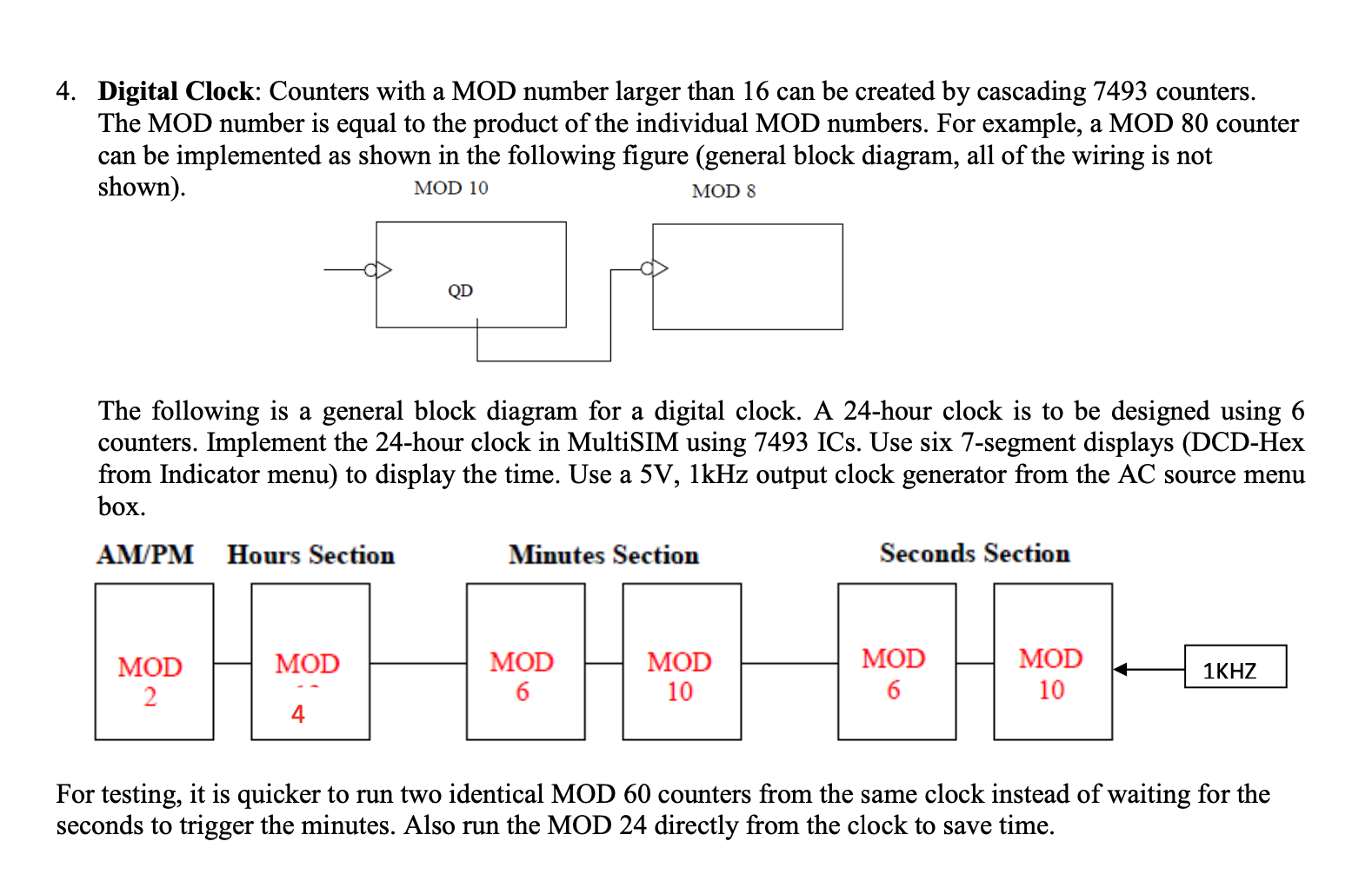 Solved 4. Digital Clock Counters with a MOD number larger