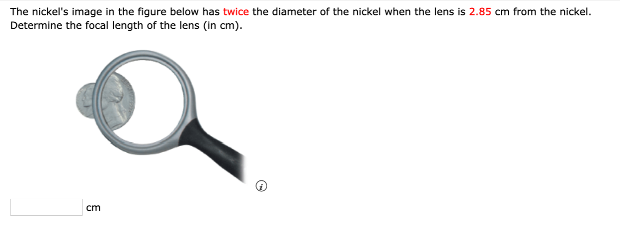 Solved The nickel's image in the figure below has twice the | Chegg.com