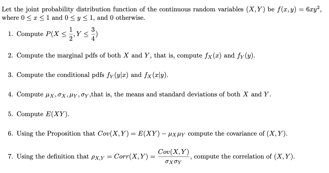 Solved Let the joint probability distribution function of | Chegg.com