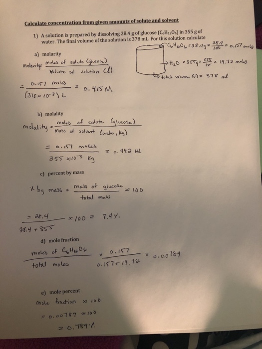 Solved 1) A solution is prepared by dissolving 28.4 g of