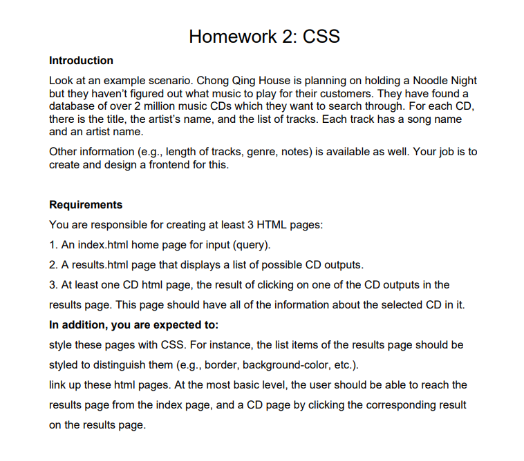 Solved Homework 2: CSS : Introduction Look at an example | Chegg.com