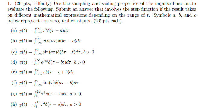 Solved 1. (20 pts, Edfinity) Use the sampling and scaling | Chegg.com