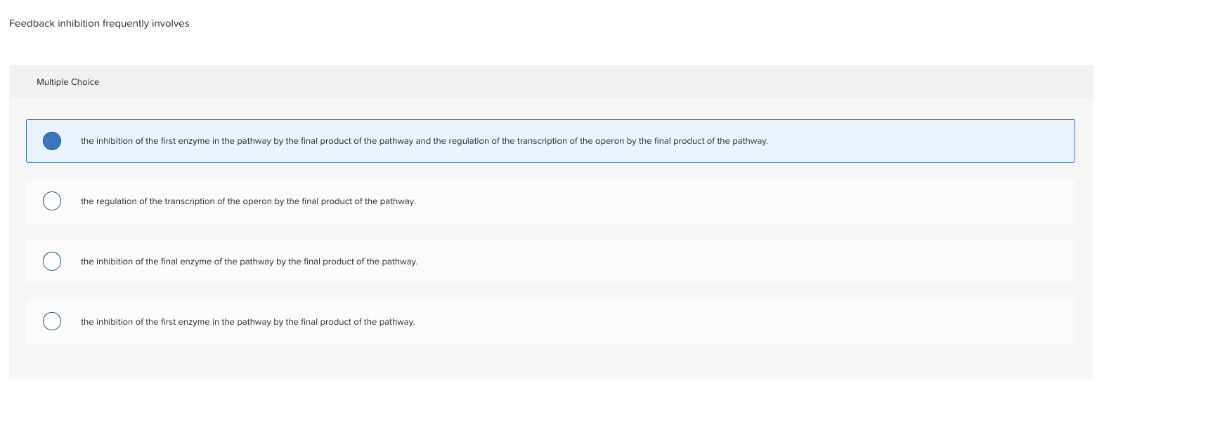 Solved Feedback inhibition frequently involves Multiple | Chegg.com