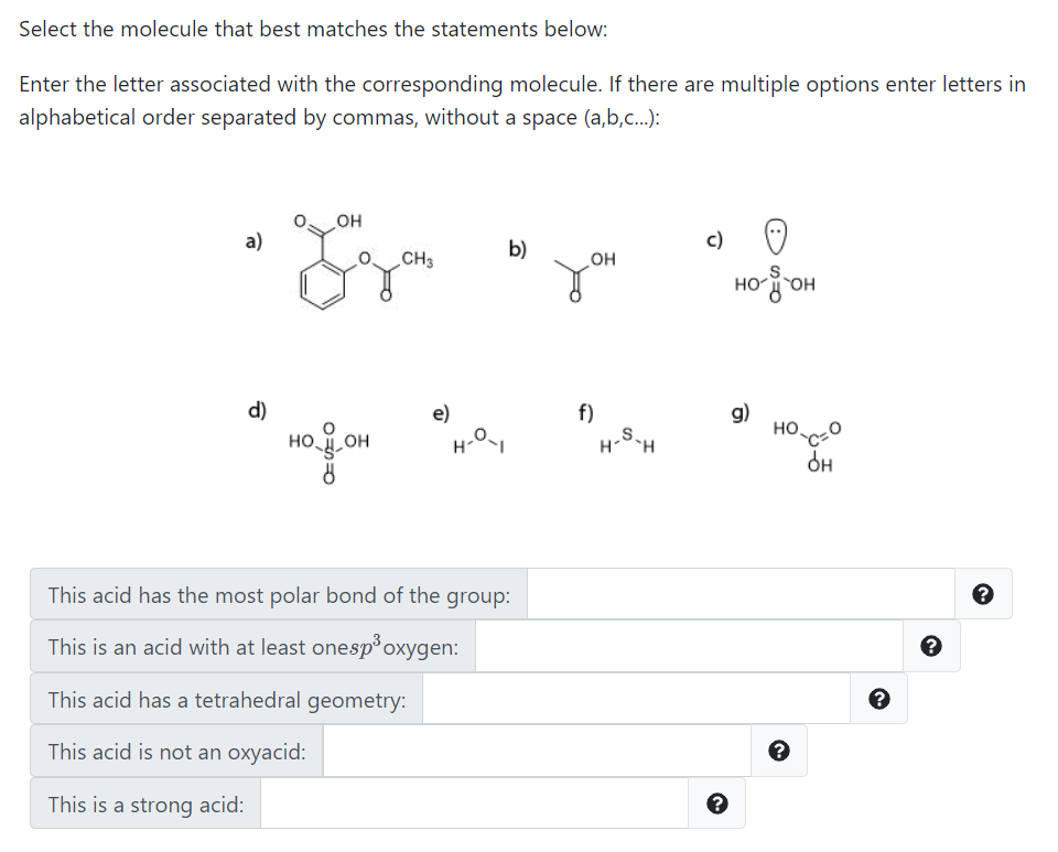 Solved Select The Molecule That Best Matches The Statements | Chegg.com