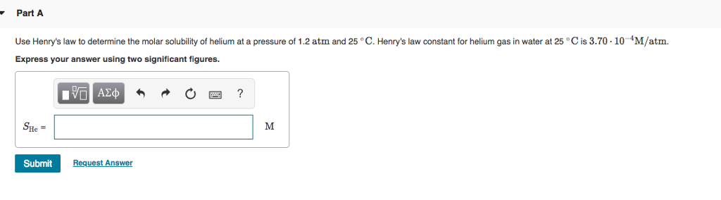 Solved Parta Use Henry S Law To Determine The Molar