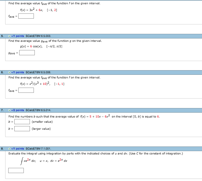 Solved Find the average value fave of the function fon the | Chegg.com