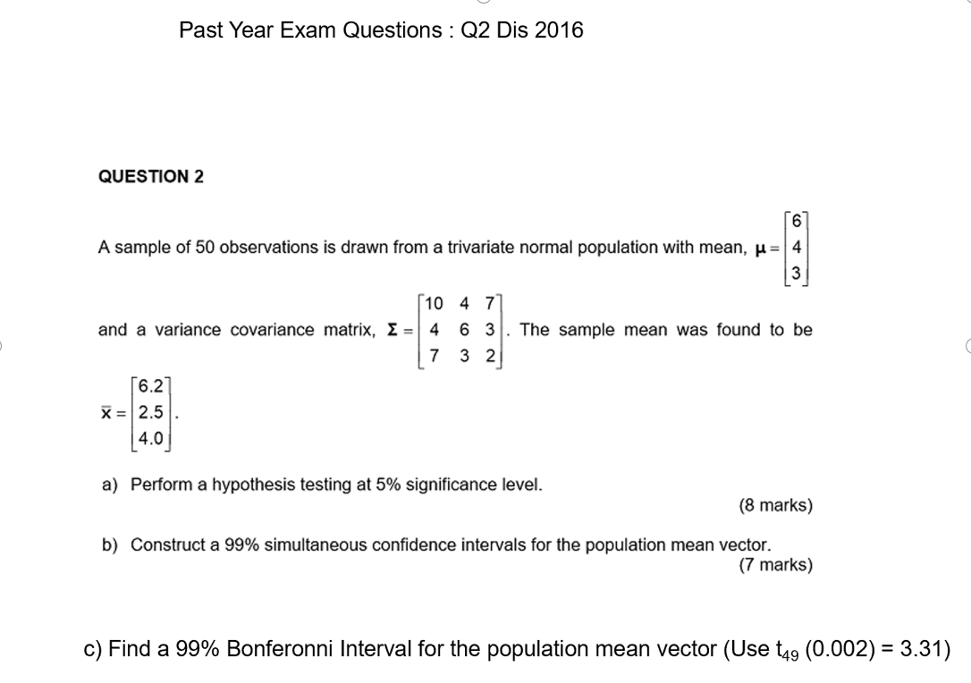 Past Year Exam Questions : Q2 Dis 2016 QUESTION 2 A | Chegg.com