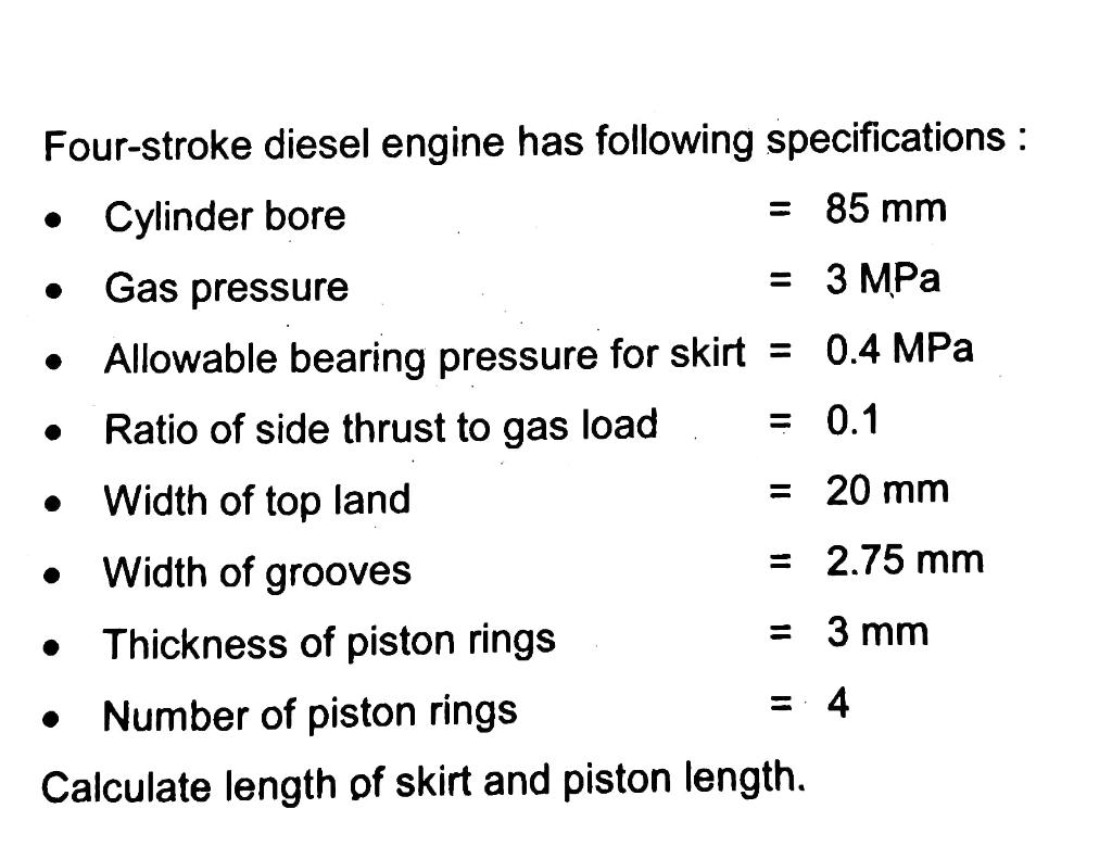 Solved Four-stroke diesel engine has following | Chegg.com