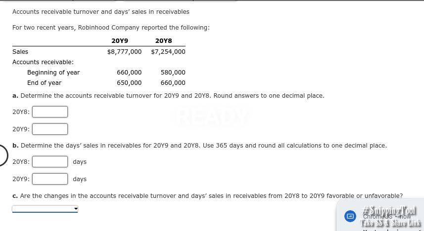 Solved Accounts Receivable Turnover And Days' Sales In | Chegg.com