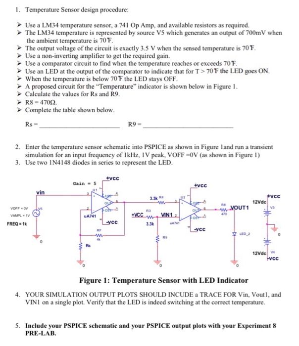 Solved 1. Temperature Sensor design procedure: Use a LM34 | Chegg.com
