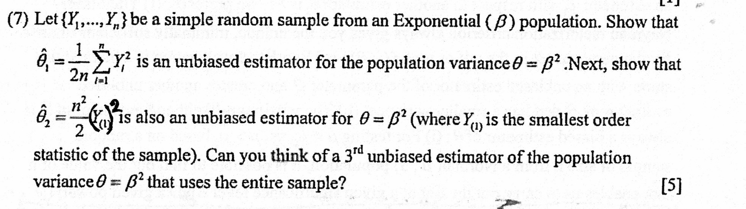 Solved L 7 Let Y Yn Be A Simple Random Sample Chegg Com