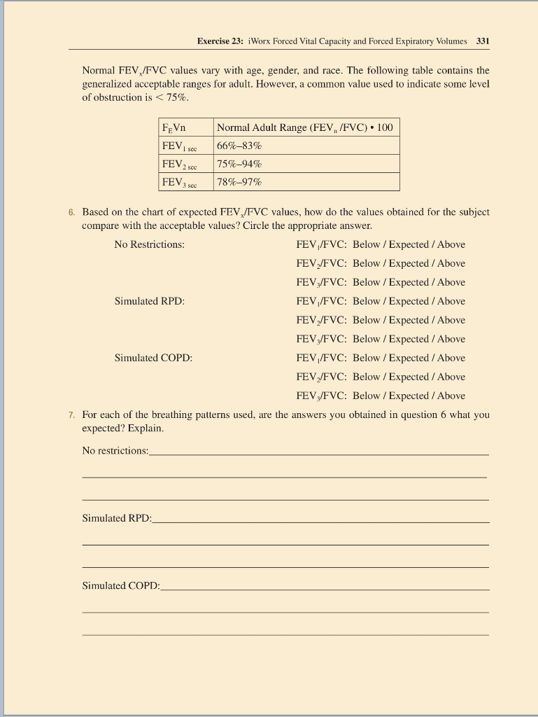 Solved Name: Date: Exercise 23 Review Questions: iWorx FVC | Chegg.com