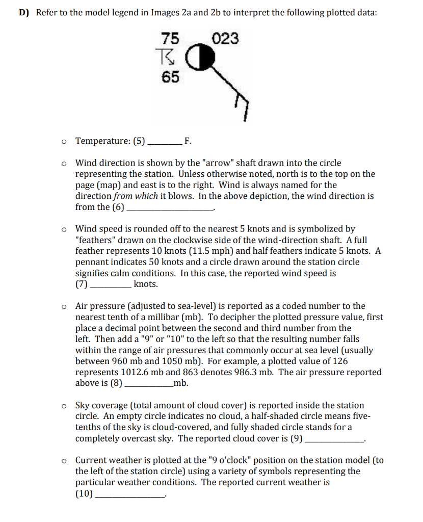 Solved Image 2a Surface Station Model 45 045 Temp (F) | Chegg.com