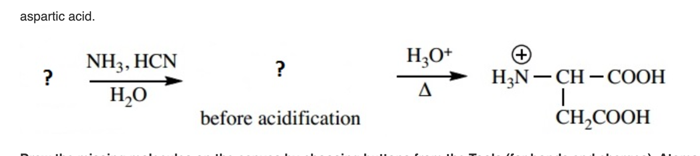 Solved aspartic acid. NH, HCN H30+ ? ? # H2N-CH-COOH HO | Chegg.com