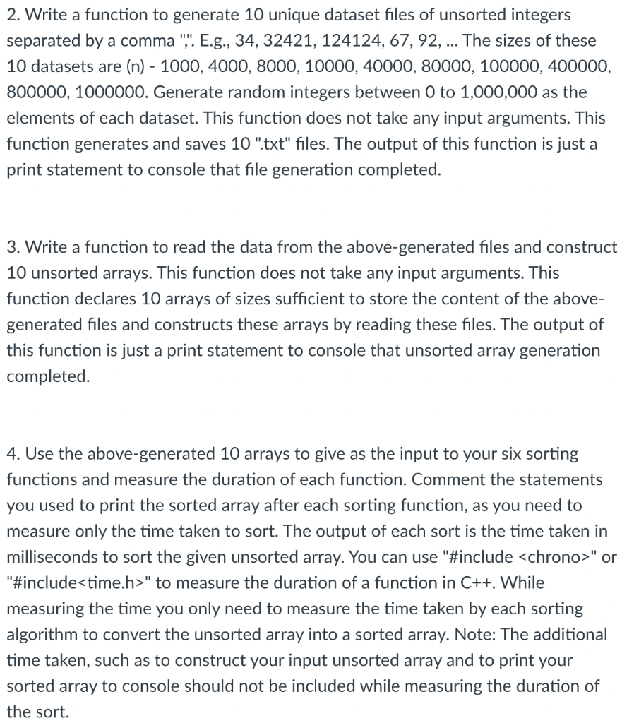 Solved 2. Write a function to generate 10 unique dataset