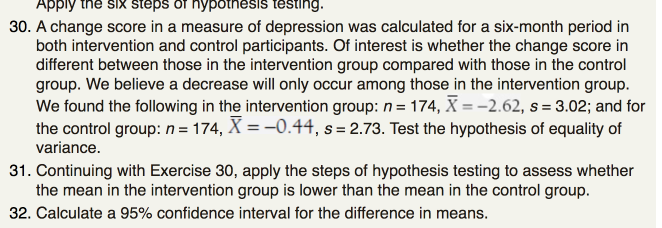 Solved - Apply The Six Steps Of Hypothesis Testing. 30. A | Chegg.com