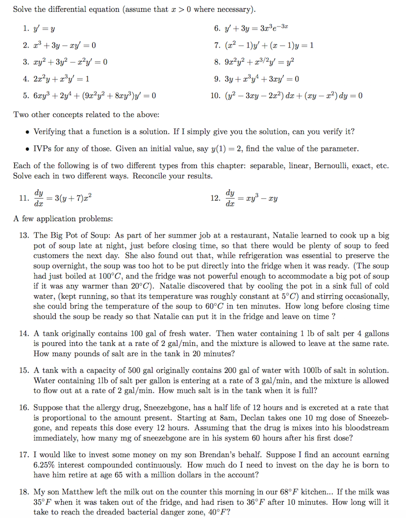 Solved Solve The Differential Equation Assume That A 0 Chegg Com
