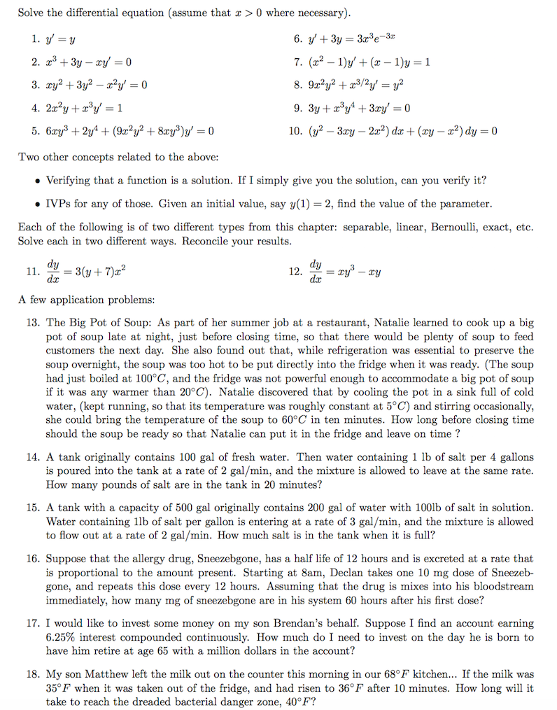 Solve The Differential Equation Assume That A 0 Chegg Com