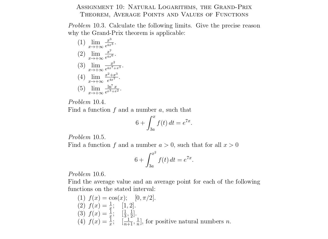 Solved Assignment 10: Natural Logarithms, the GRand-Prix | Chegg.com