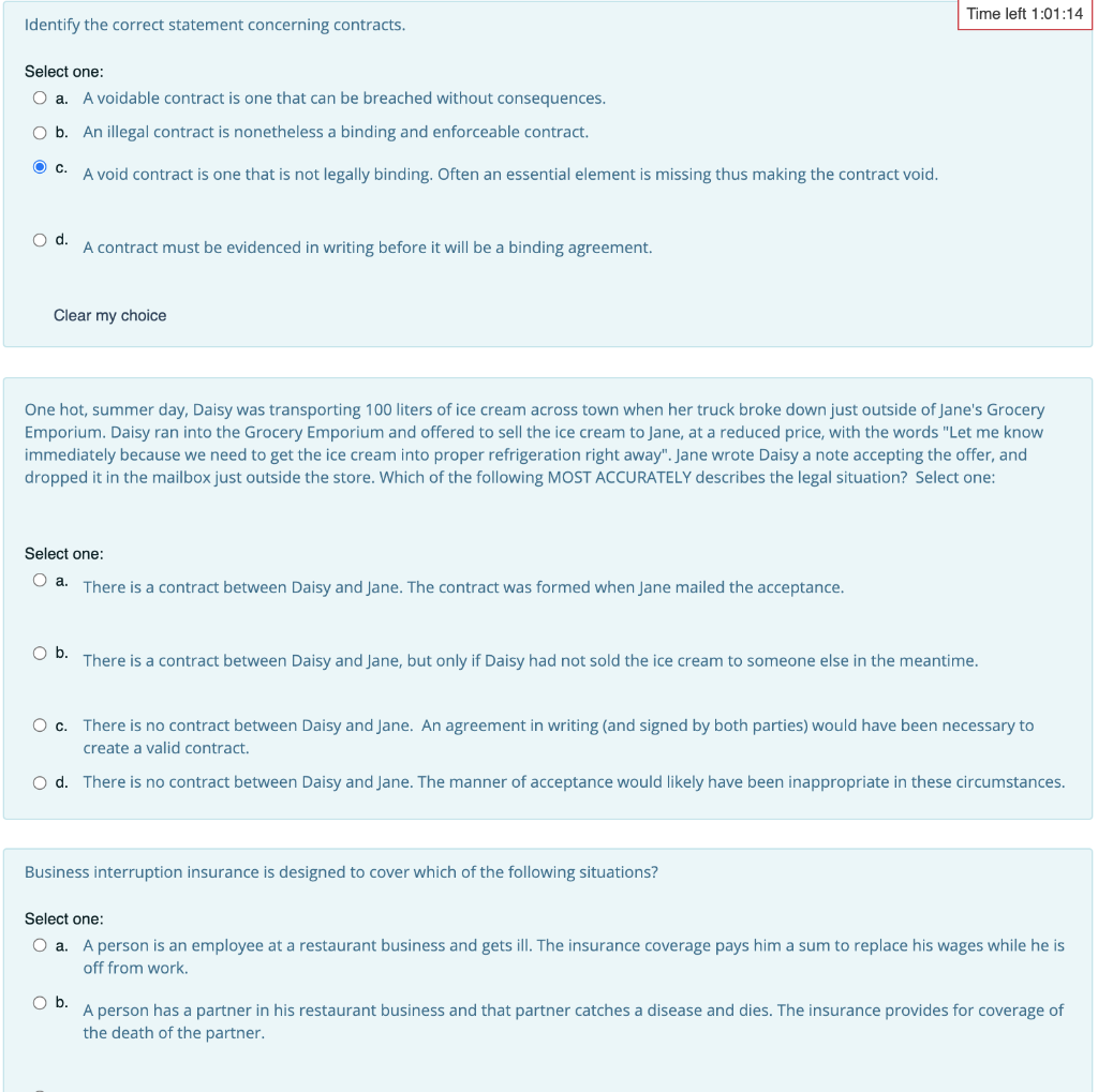 Solved Time left 1:01:14 Identify the correct statement | Chegg.com