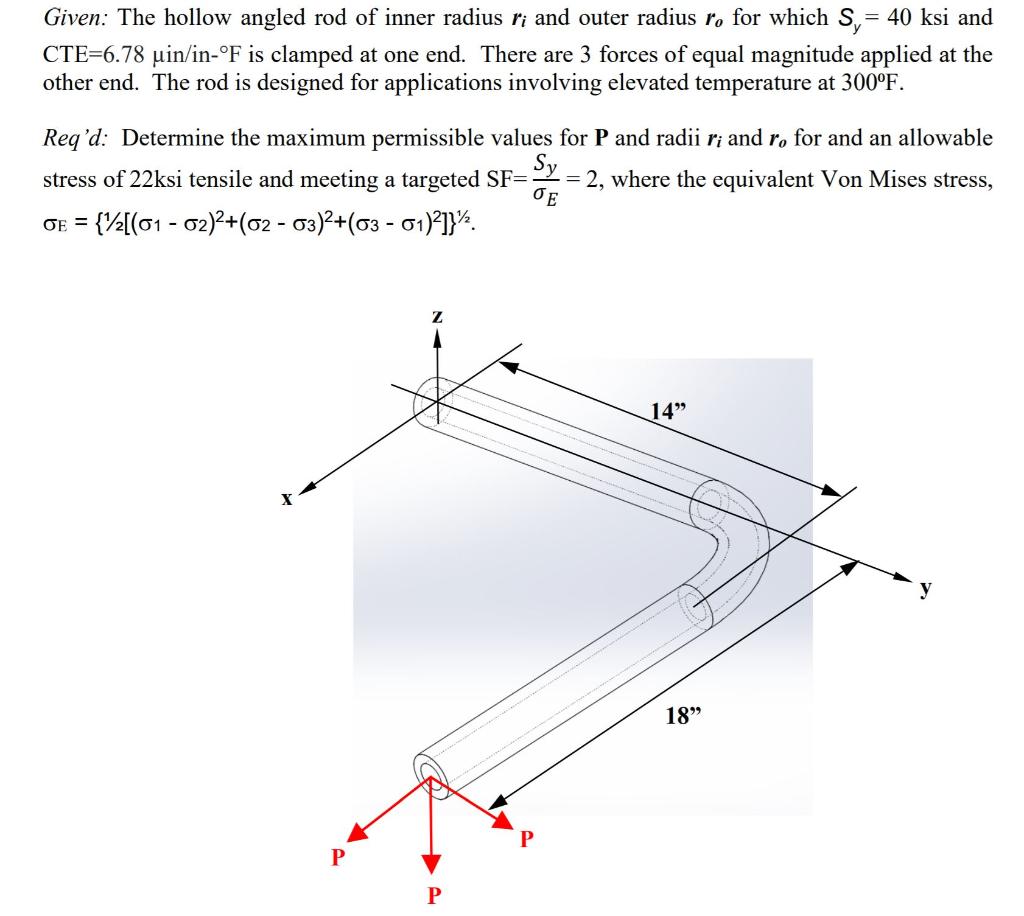 Given: The hollow angled rod of inner radius ri and | Chegg.com