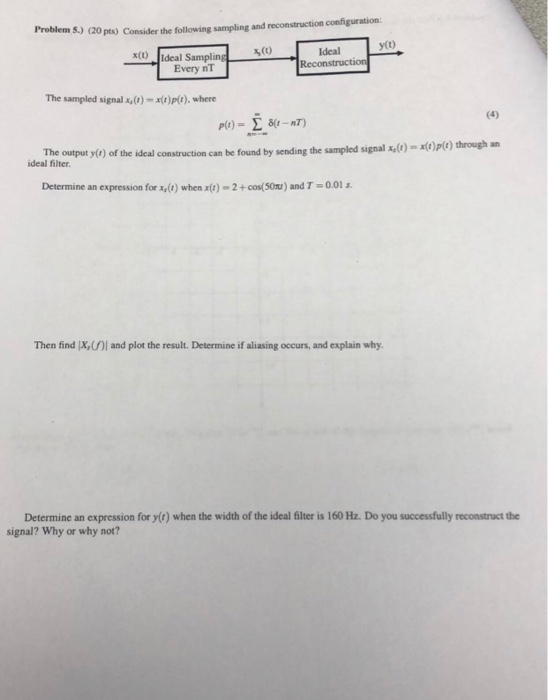 Solved Problem %) (20 pts) Consider the following sampling | Chegg.com