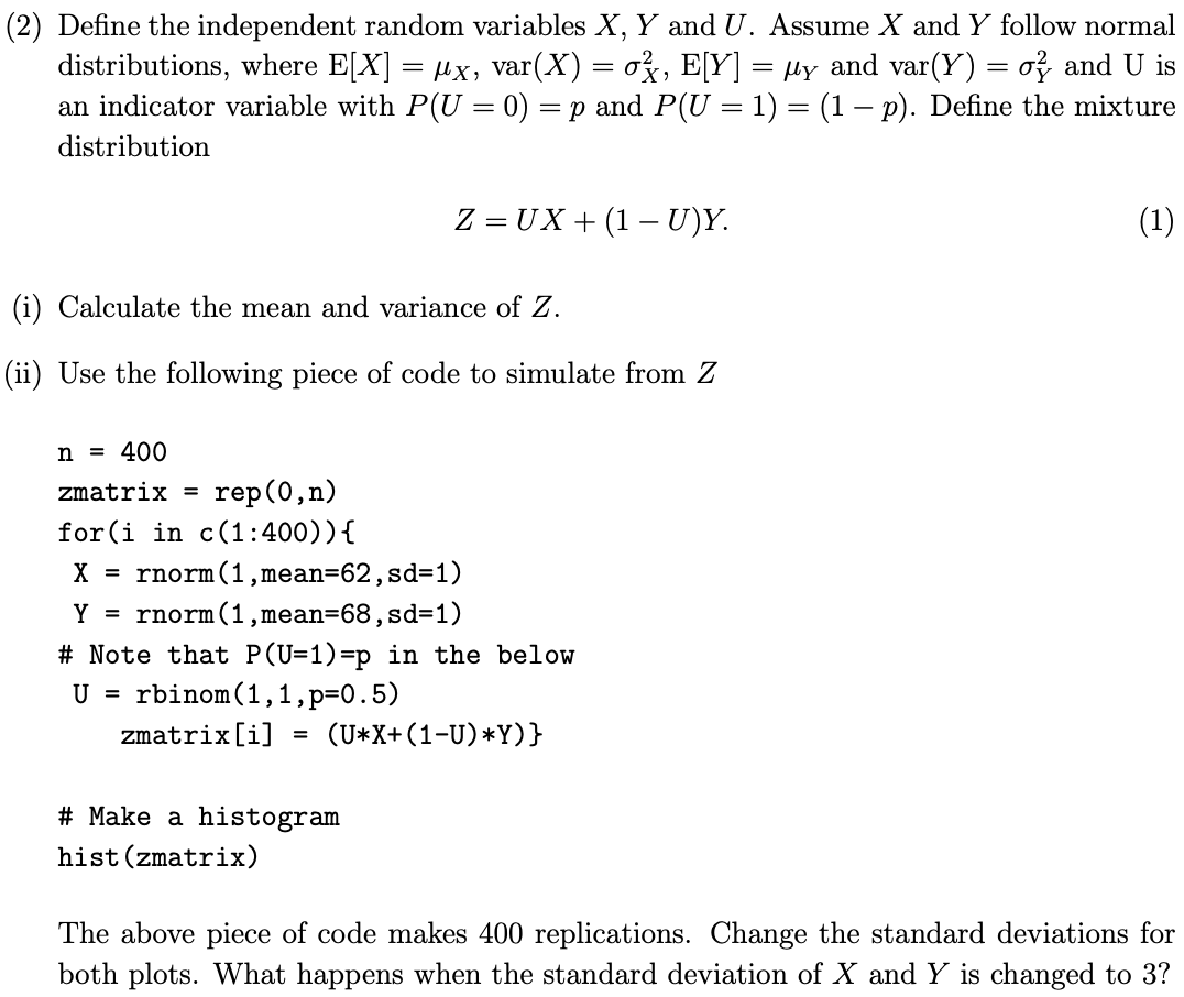 2 Define The Independent Random Variables X Y A Chegg Com