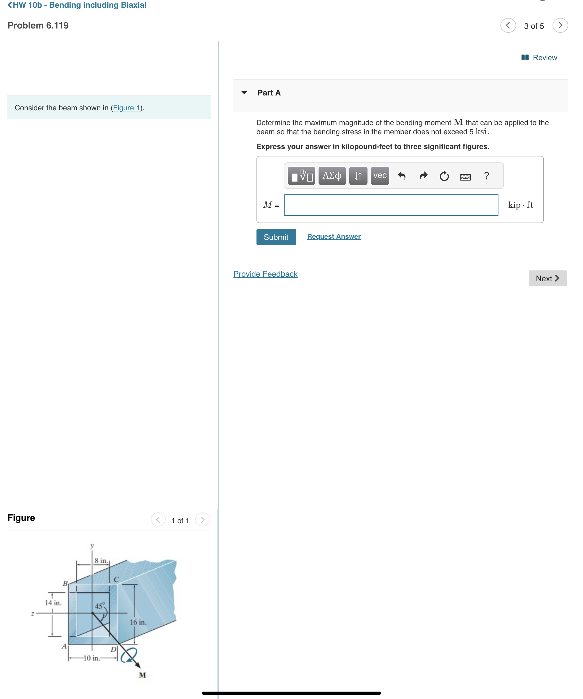Solved Consider the beam shown in (Figure 1). Determine the | Chegg.com