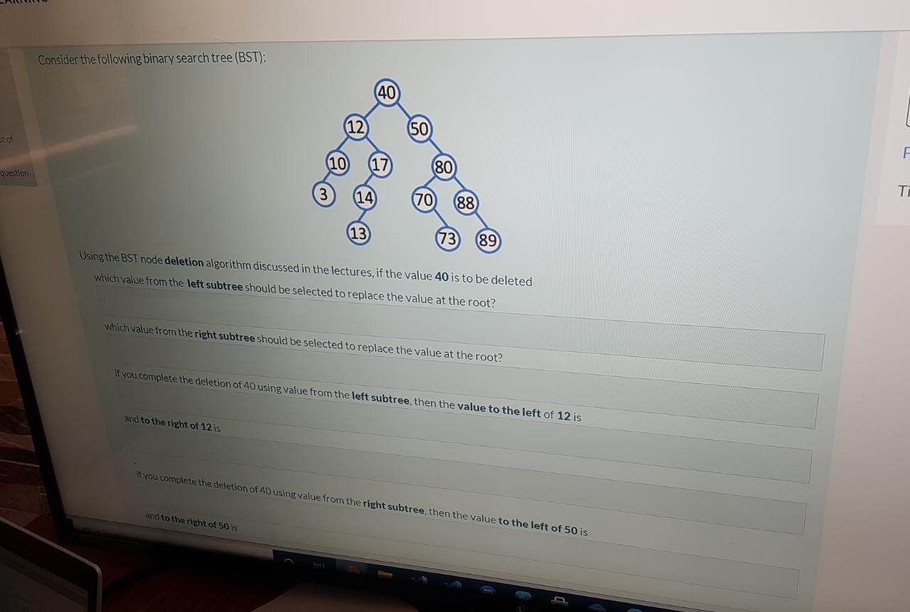 Solved Consider the following binary search tree (BST): 40 | Chegg.com
