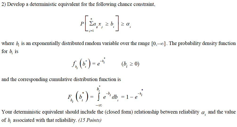 2) Develop a deterministic equivalent for the | Chegg.com