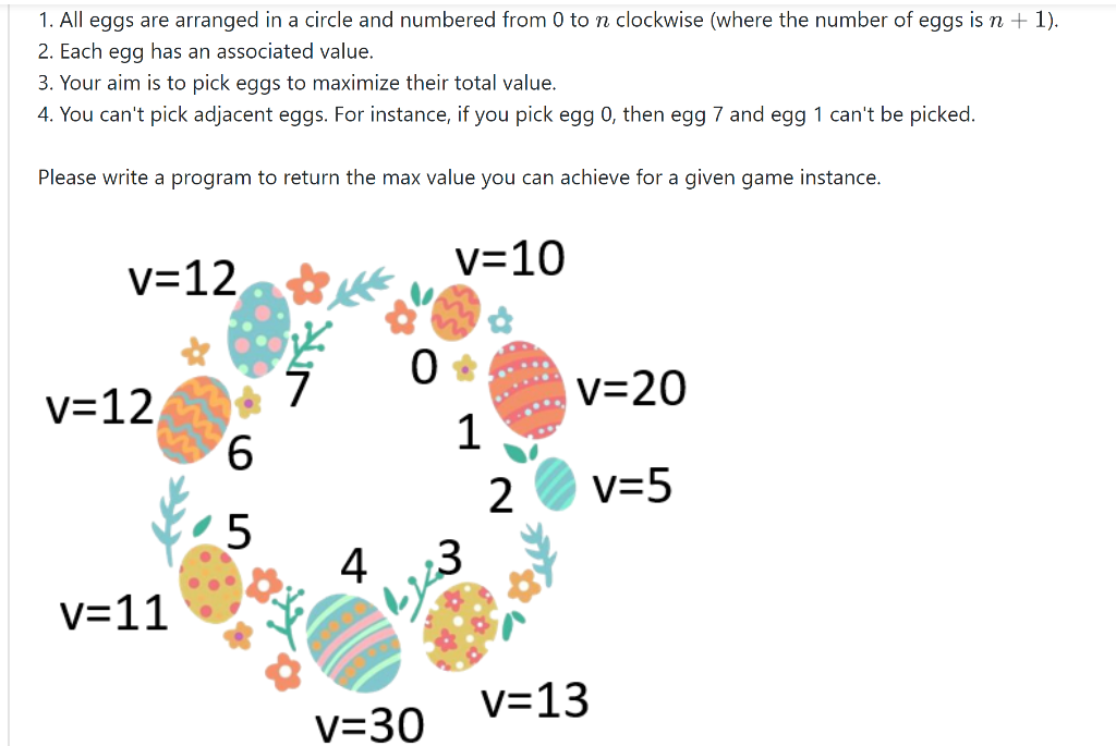 Solved The Easter Egg Picking Game ? It's easter today! | Chegg.com
