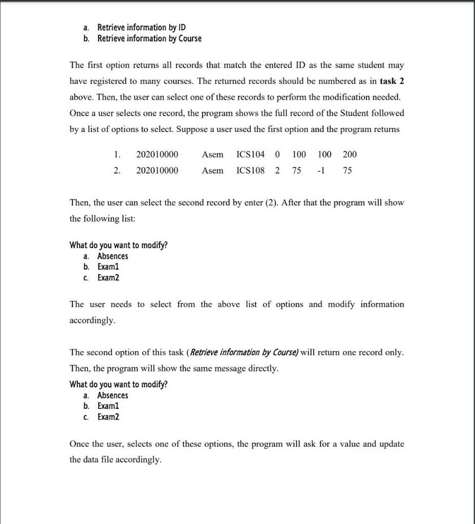 Managing Student Information Program using python. | Chegg.com