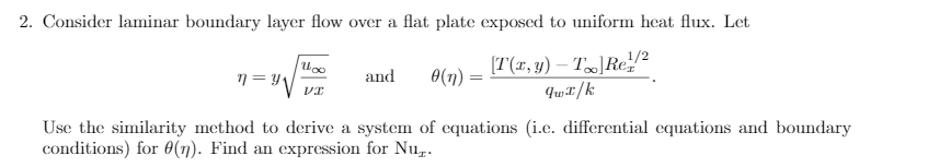 Solved 2. Consider laminar boundary layer flow over a flat | Chegg.com