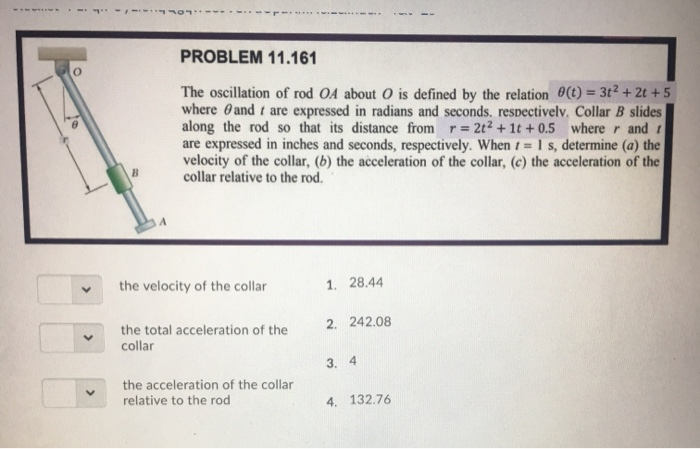 Solved PROBLEM 11.161 The Oscillation Of Rod OA About O Is | Chegg.com