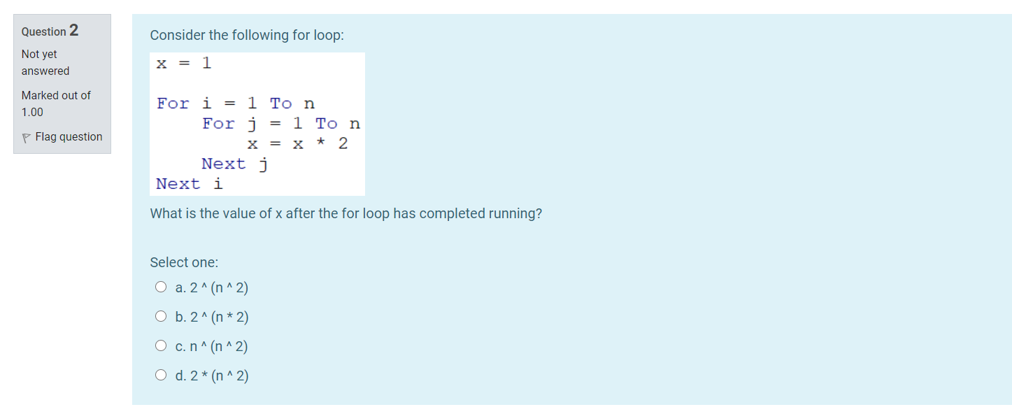 Solved What is the value of x after the for loop has | Chegg.com