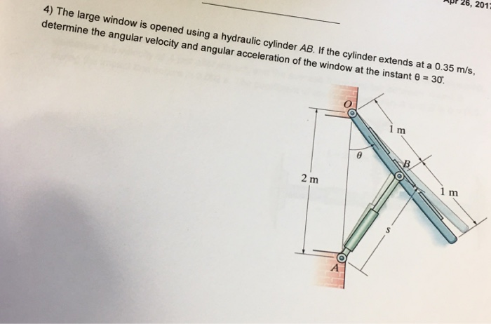 Solved The large window is opened using a hydraulic cylinder | Chegg.com