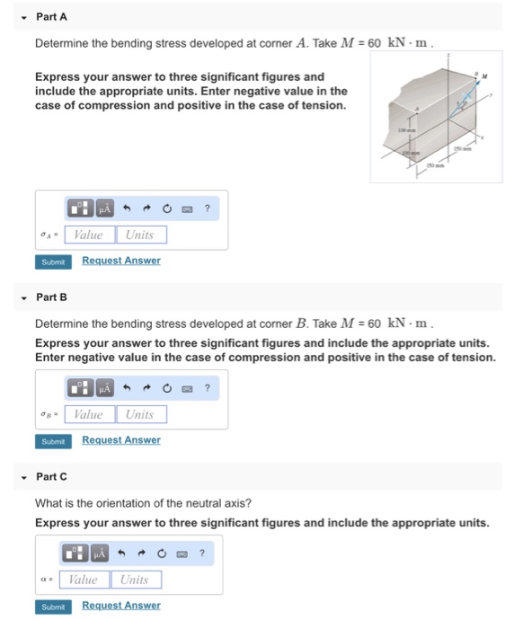 Solved Part A Determine the bending stress developed at | Chegg.com