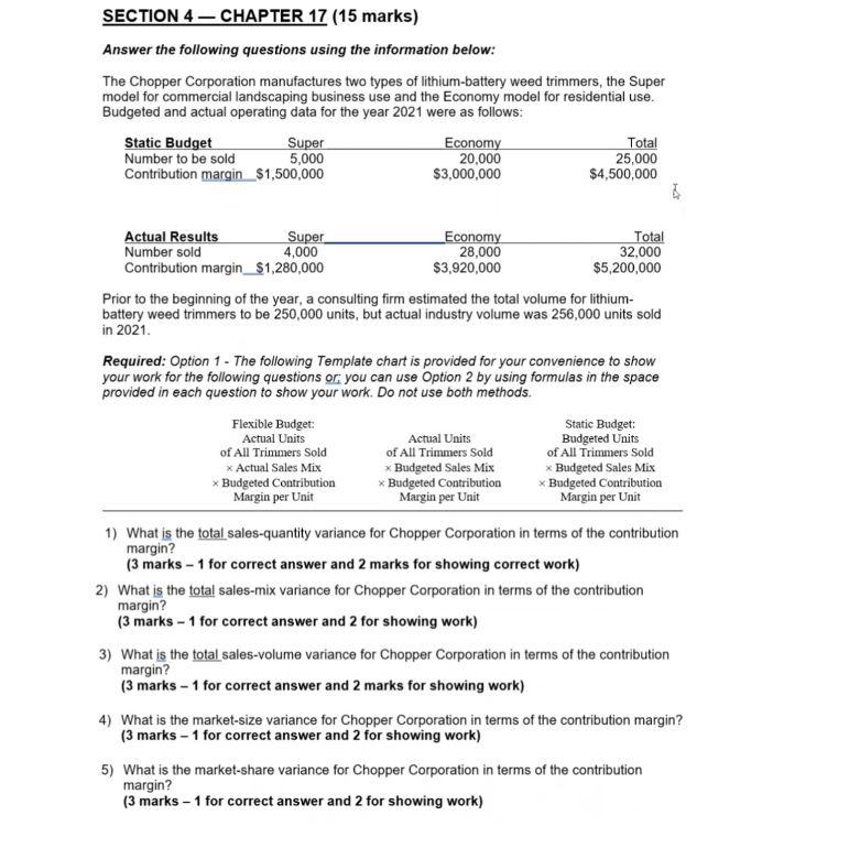 Solved SECTION 4 - CHAPTER 17 (15 marks) Answer the | Chegg.com