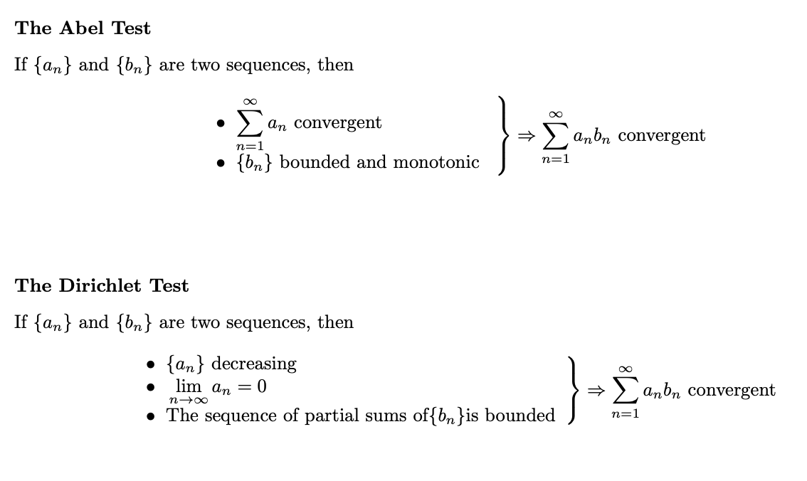 Solved Prove Or Display That The Dirichlet Test Implies | Chegg.com