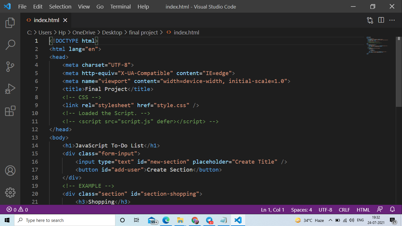 I need help in javaScript project To-Do List. I have | Chegg.com