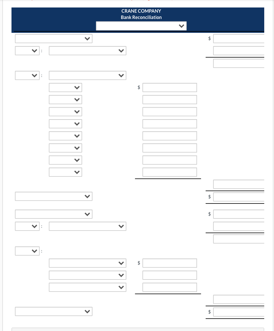 Solved The bank portion of the bank reconciliation for Crane